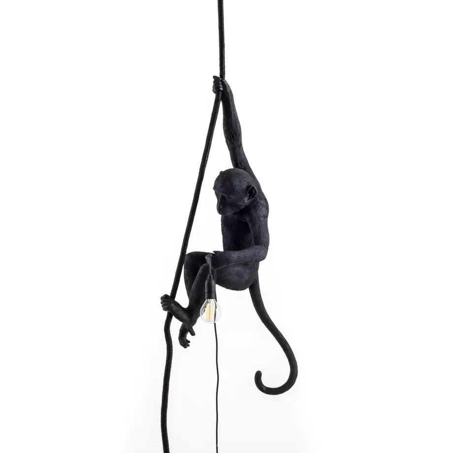 Seletti Monkey Lamp Black With Rope Indoor/Outdoor