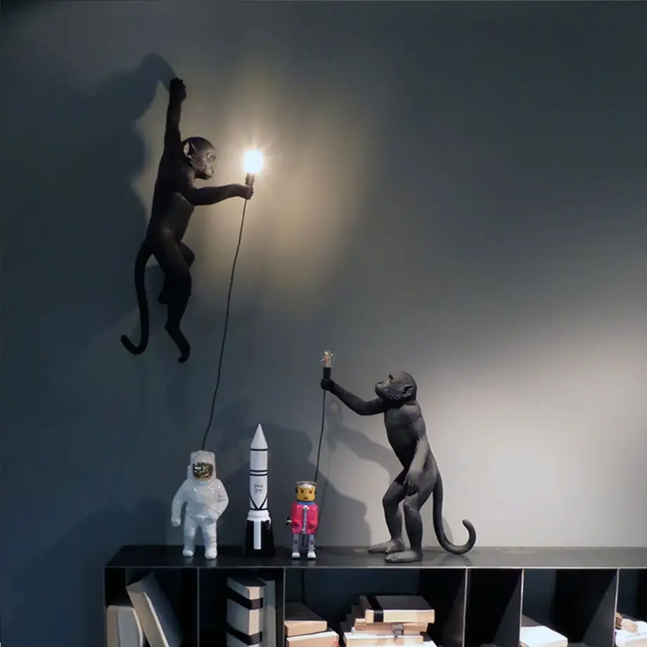 Seletti Monkey Lamp Black Hanging Left Indoor/Outdoor