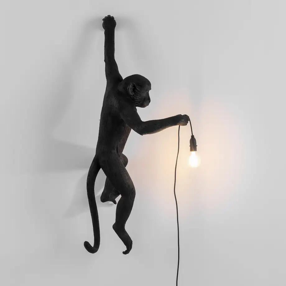 Seletti Monkey Lamp Black Hanging Left Indoor/Outdoor