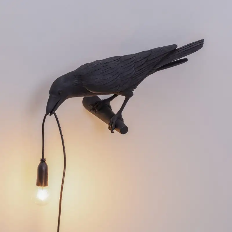 Seletti Bird Lamp Black Looking Left