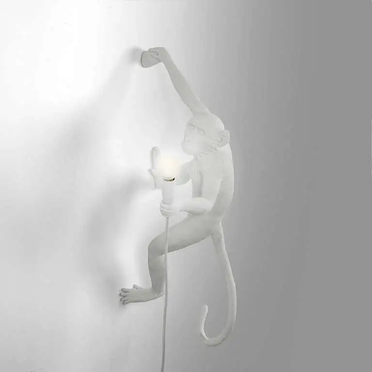 Seletti Monkey Lamp White Hanging Right Indoor