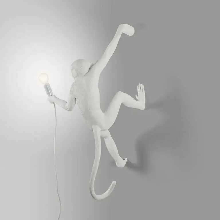 Seletti Monkey Lamp White Hanging Right Indoor