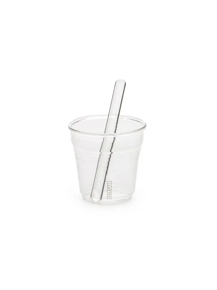 Seletti Estetico Quotidiano Coffee set of 6 Glass Cups, 6 Stirrers