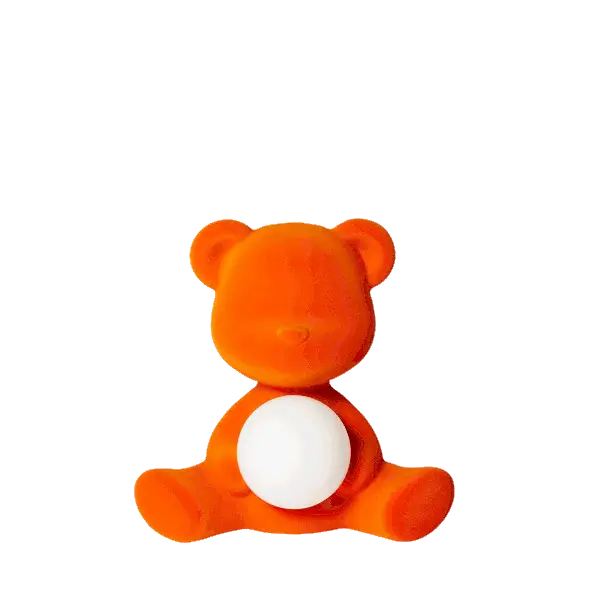 Qeeboo Teddy Girl Lamp Velvet Finish with rechargeable led