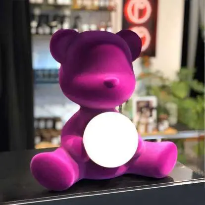 Qeeboo Teddy Girl Lamp Velvet Finish with rechargeable led