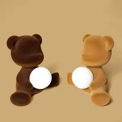 Qeeboo Teddy Girl Lamp Velvet Finish with rechargeable led