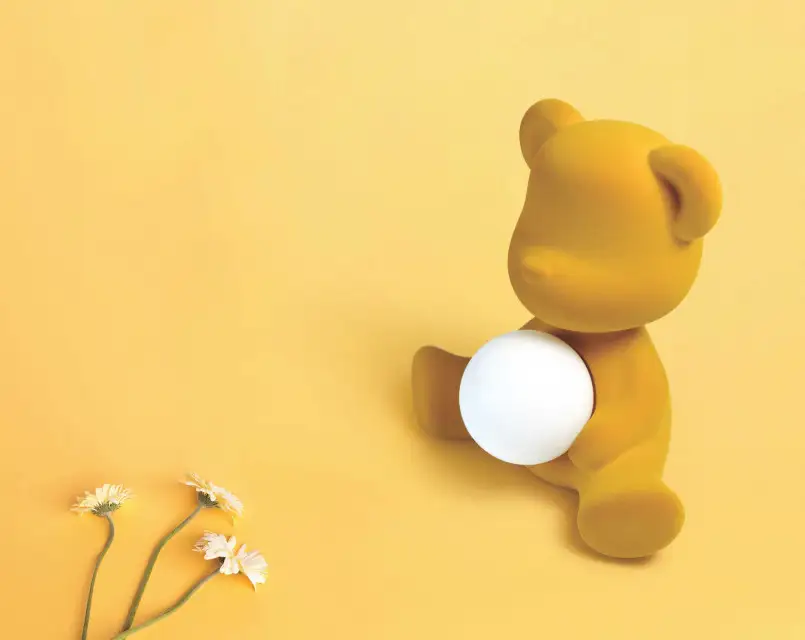 Qeeboo Teddy Girl Lamp Velvet Finish with rechargeable led