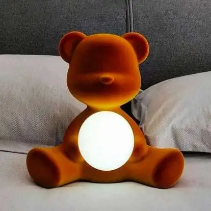 Qeeboo Teddy Girl Lamp Velvet Finish with rechargeable led