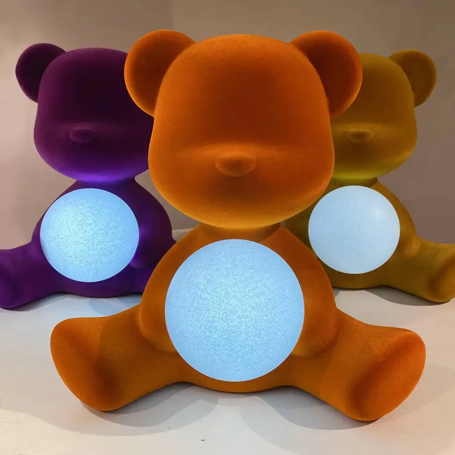 Qeeboo Teddy Girl Lamp Velvet Finish with rechargeable led