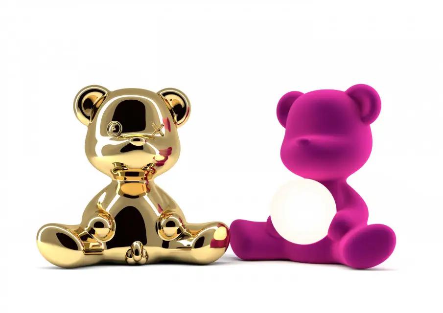 Qeeboo Teddy Girl Lamp Velvet Finish with rechargeable led