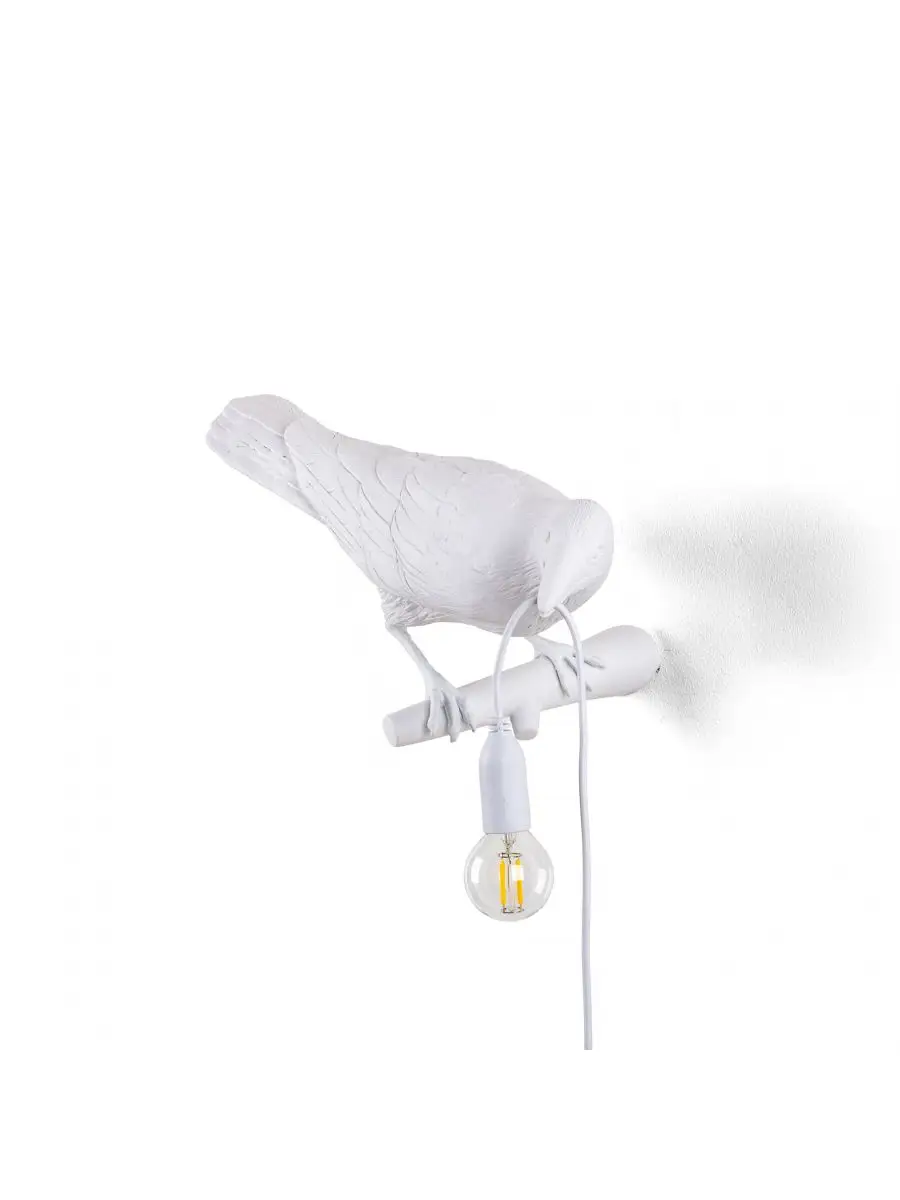 Seletti Bird Lamp White Looking Right OUTDOOR