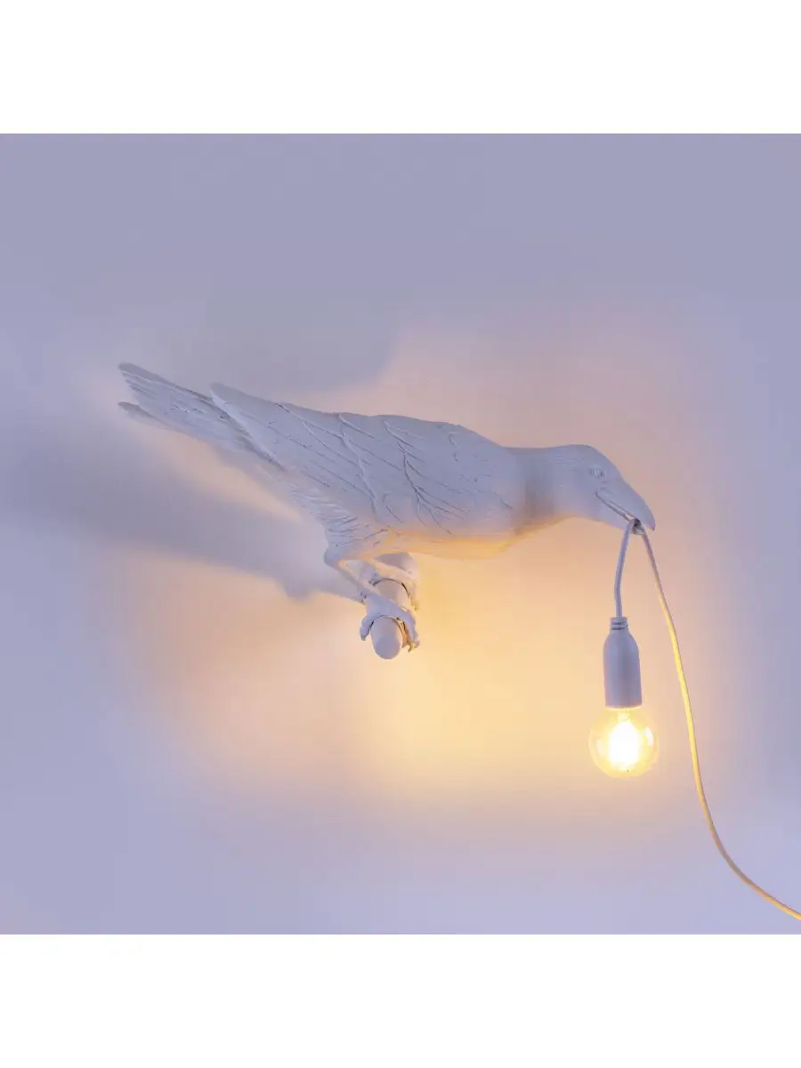 Seletti Bird Lamp White Looking Right OUTDOOR