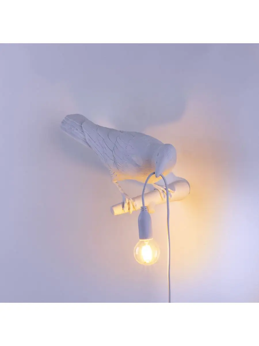 Seletti Bird Lamp White Looking Right OUTDOOR