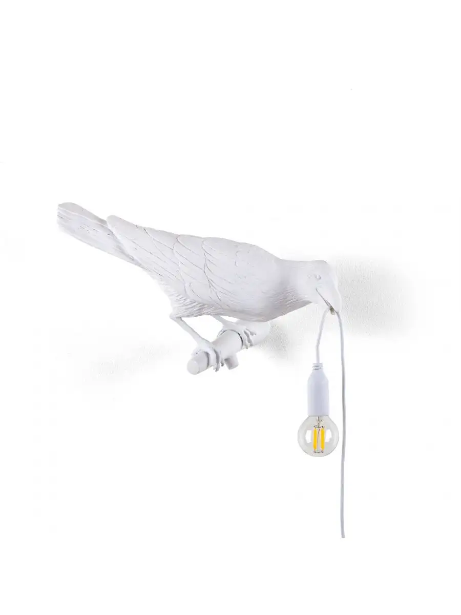 Seletti Bird Lamp White Looking Right OUTDOOR
