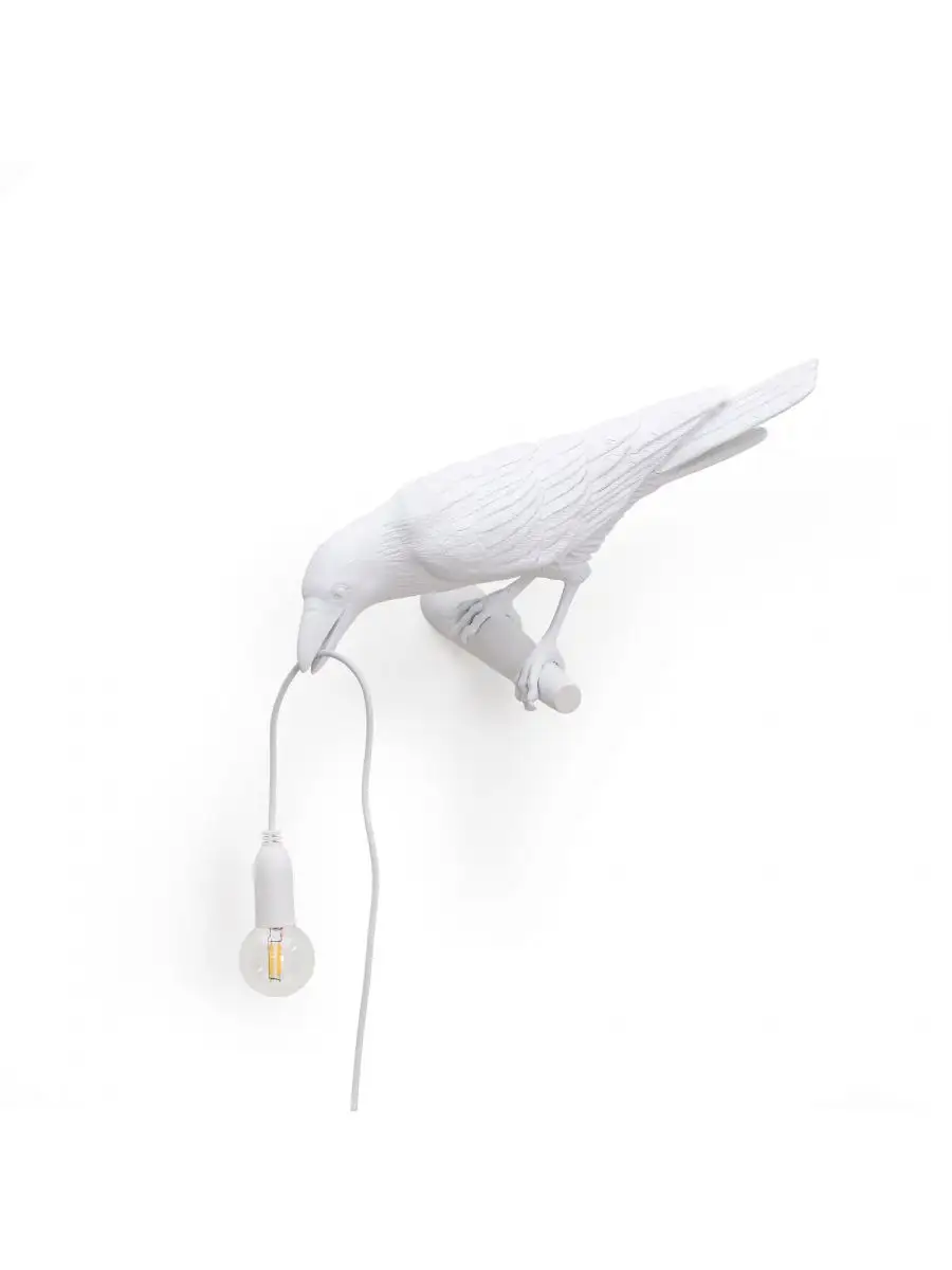 Seletti Bird Lamp White Looking Left OUTDOOR
