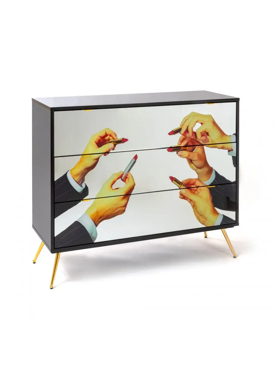 Seletti Toiletpaper Chest of Three Drawers Lipstick