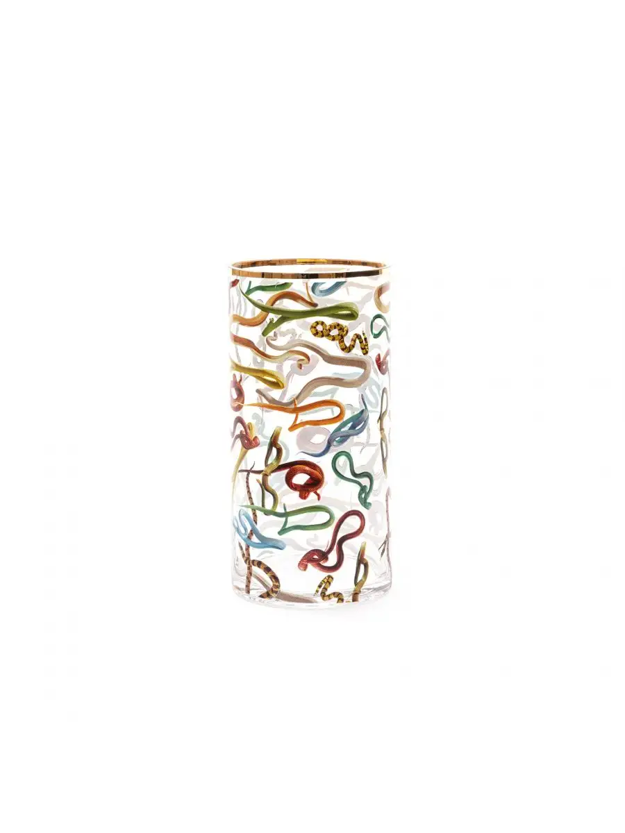 Seletti Toiletpaper Glass Vase Cylindrical Medium Snakes