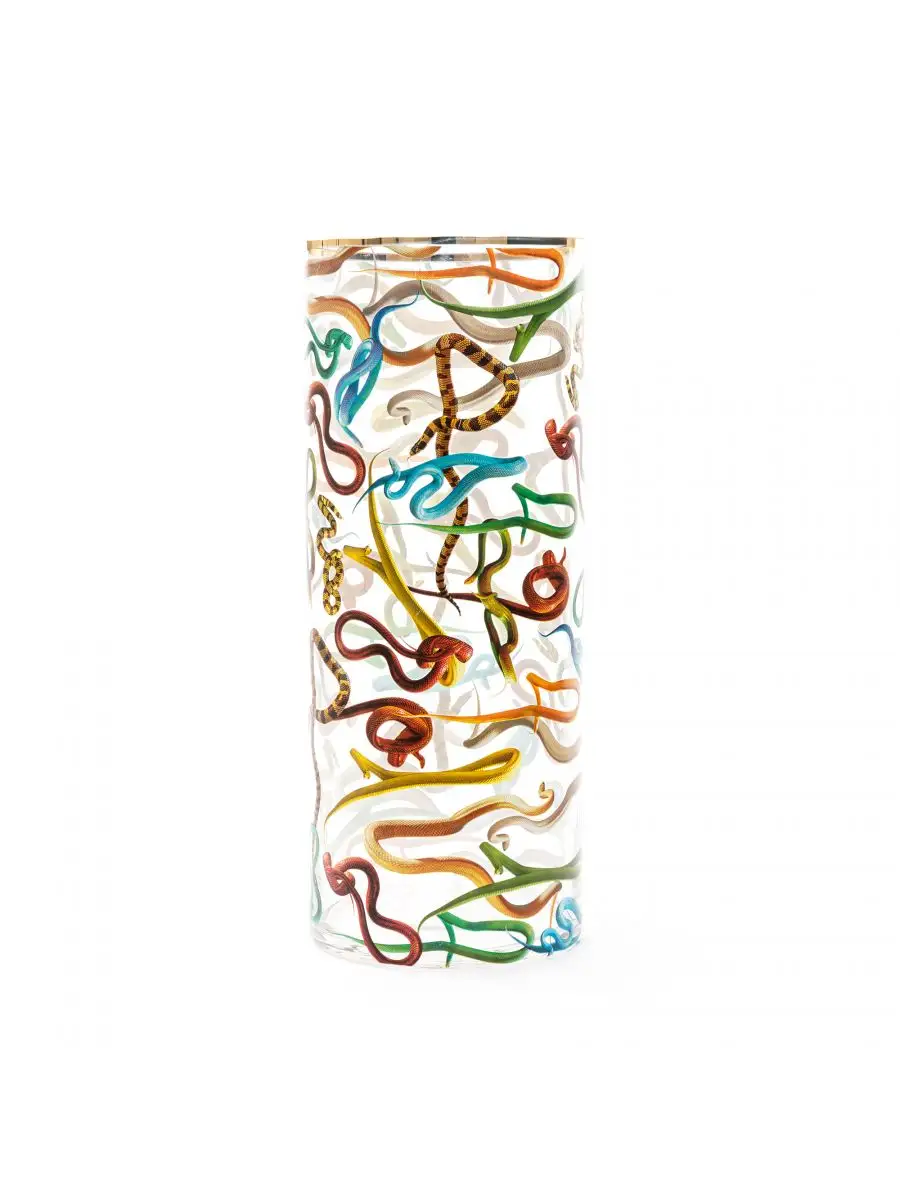 Seletti Toiletpaper Glass Vase Cylindrical Big Snakes