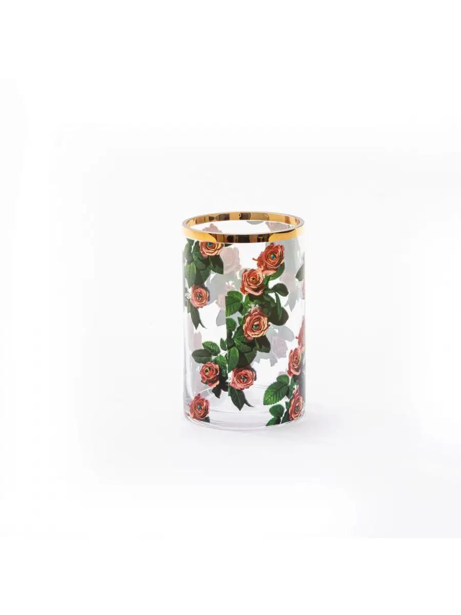 Seletti Toiletpaper Glass Vase Cylindrical Small Roses