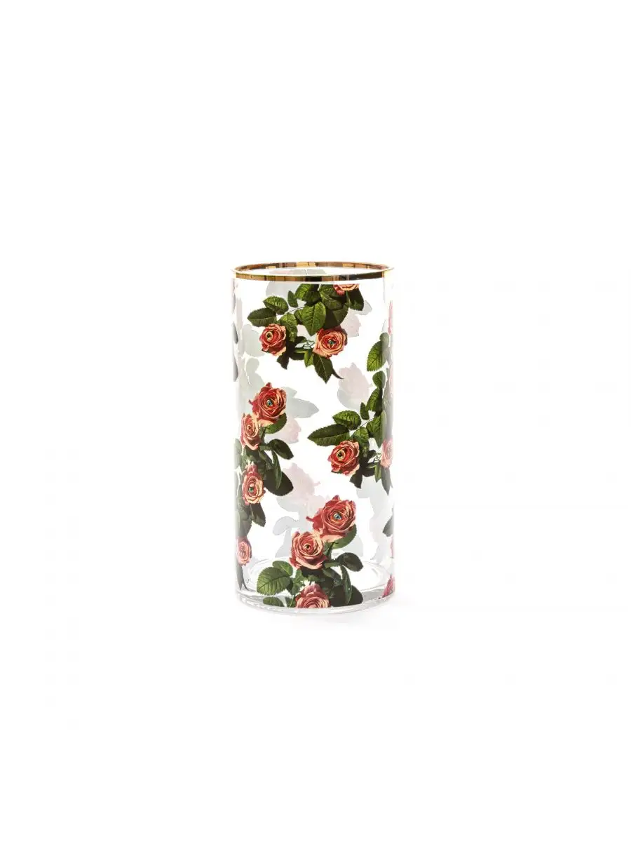 Seletti Toiletpaper Glass Vase Cylindrical Medium Roses