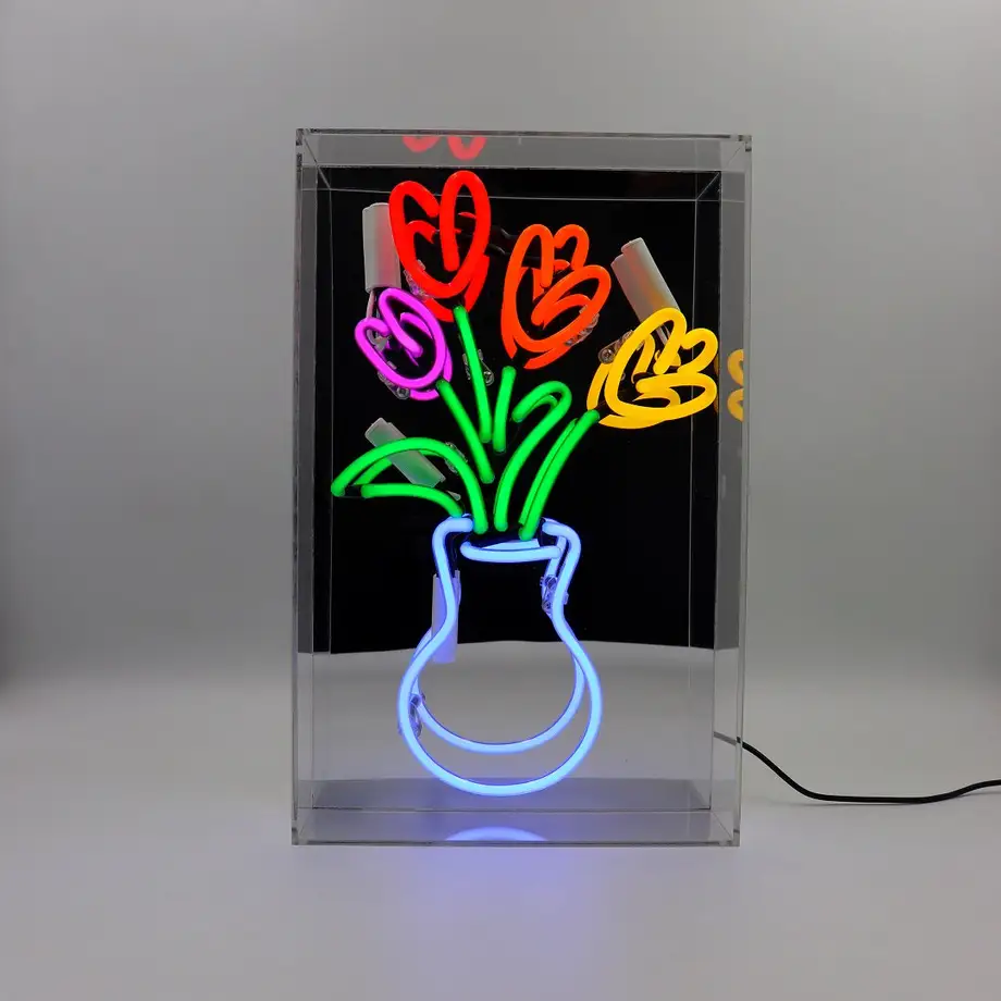 Vase of Tulips Glass Neon