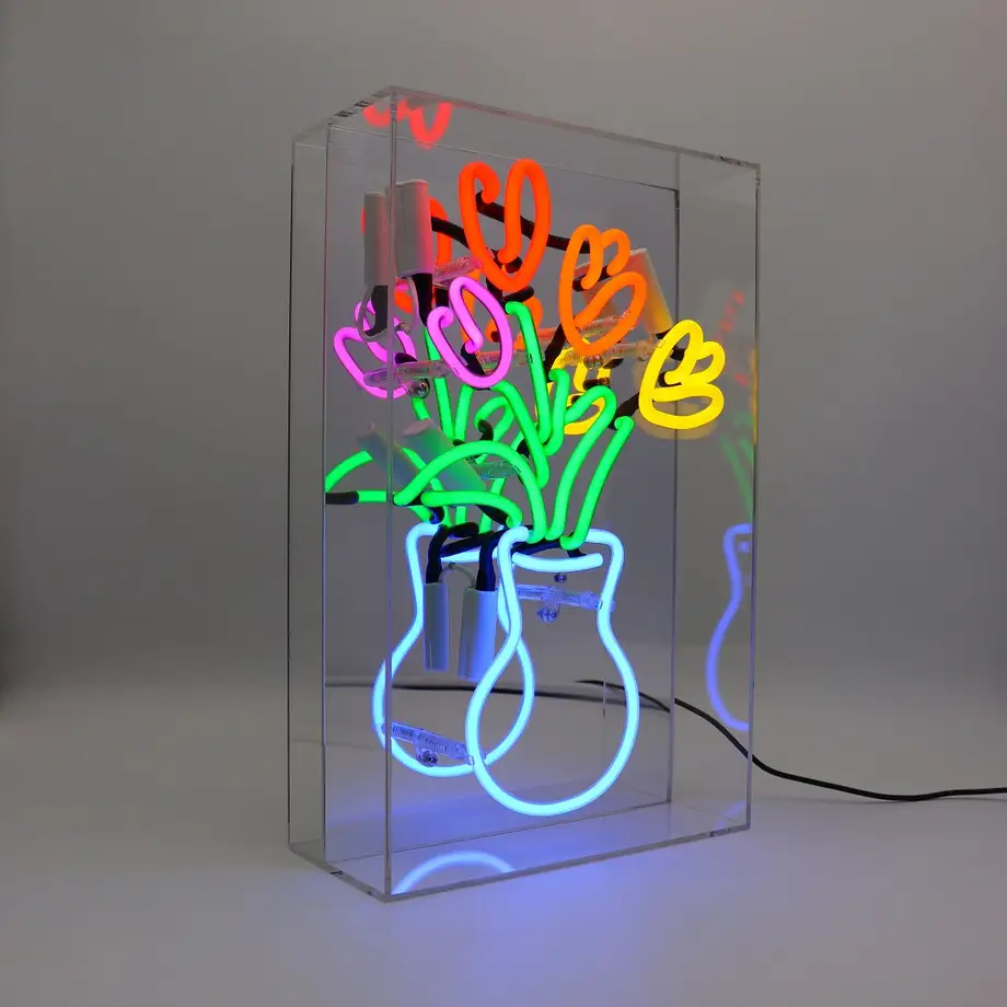 Vase of Tulips Glass Neon