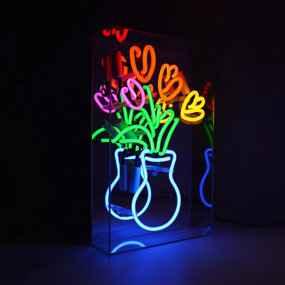 Vase of Tulips Glass Neon