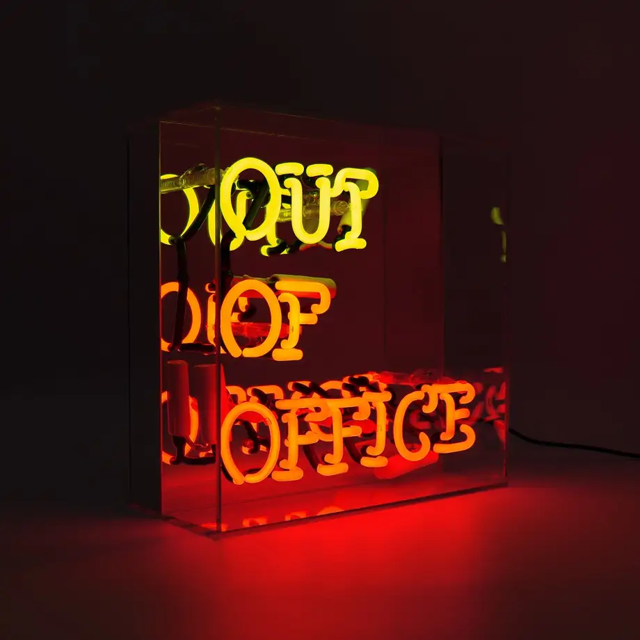Out of Office Glass Neon Sign