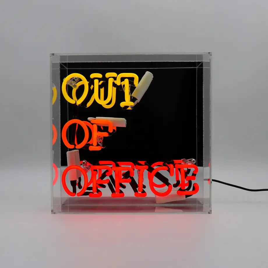 Out of Office Glass Neon Sign