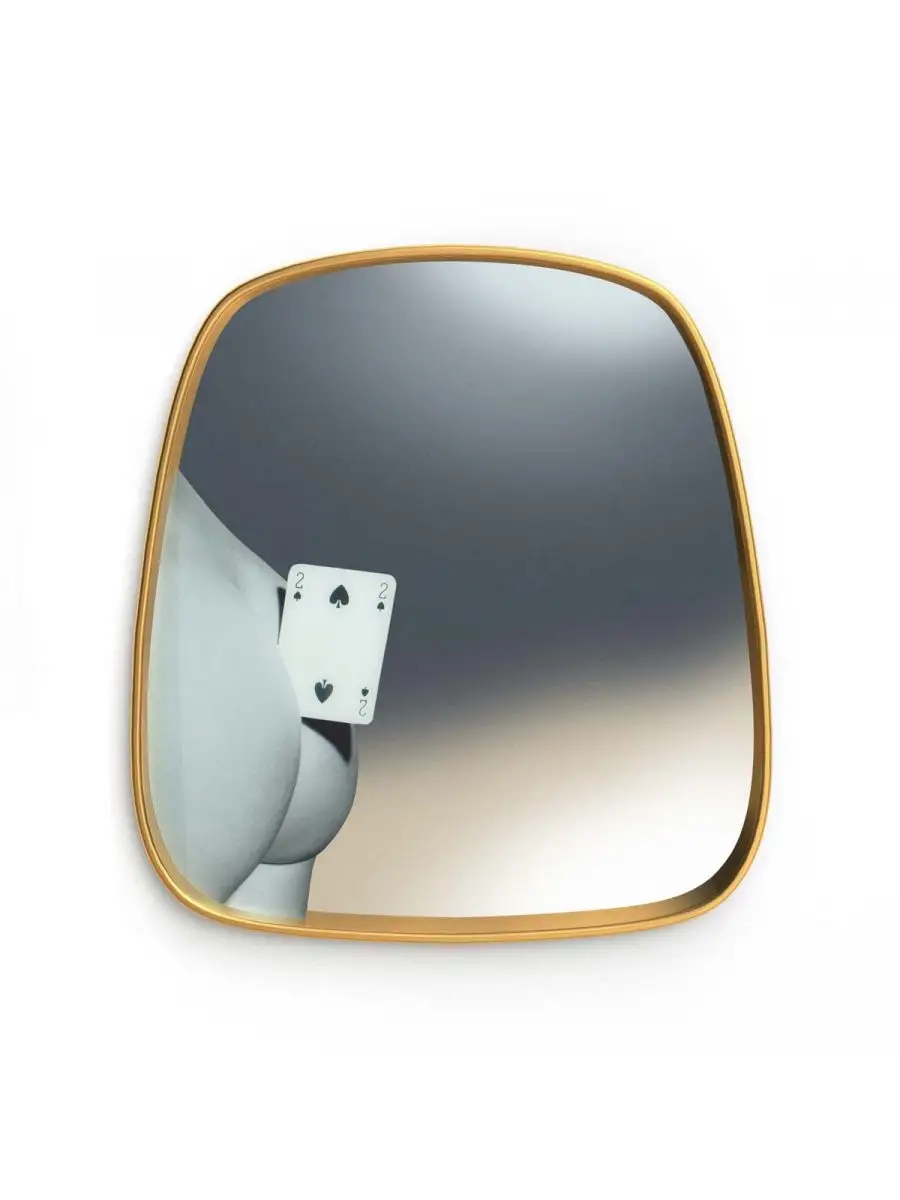 Seletti Toiletpaper Mirror Gold Frame Two of Spades