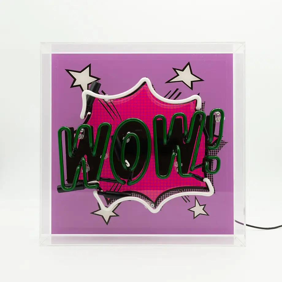 'WOW' Large Neon Box Sign