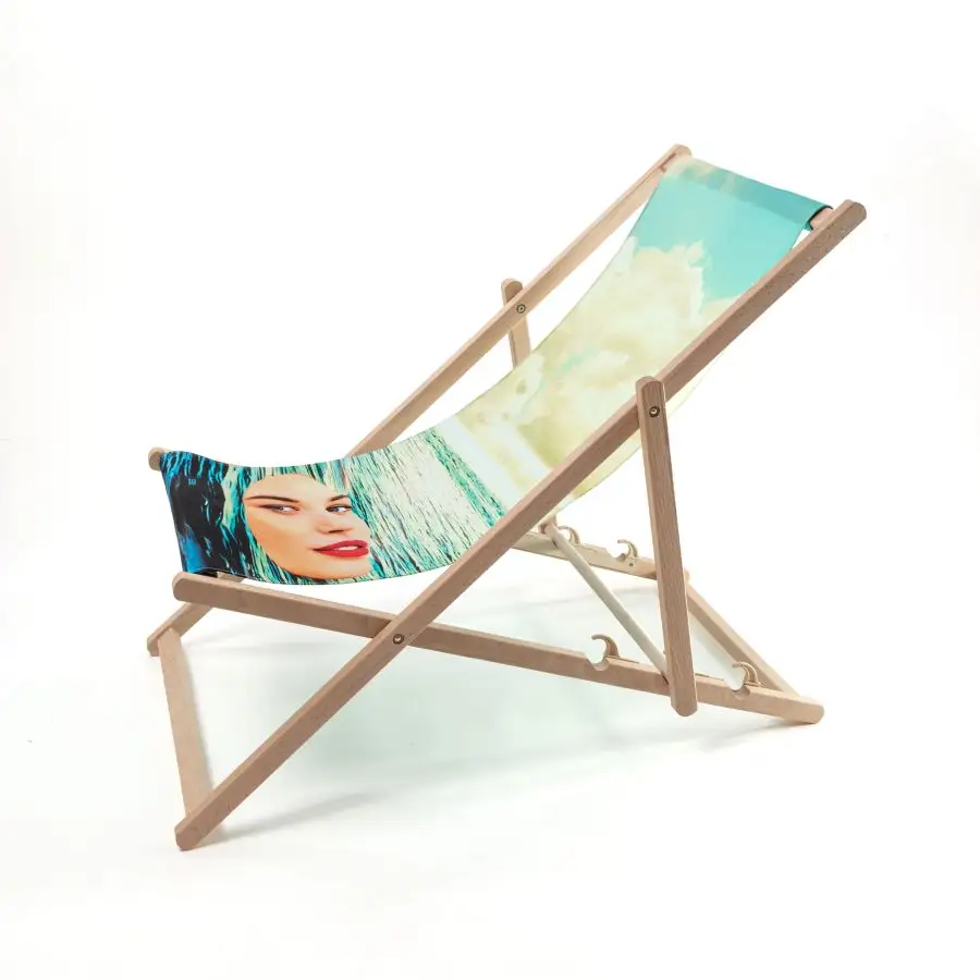 Seletti Toiletpaper Wooden Folding Deckchair Girl in the Sea