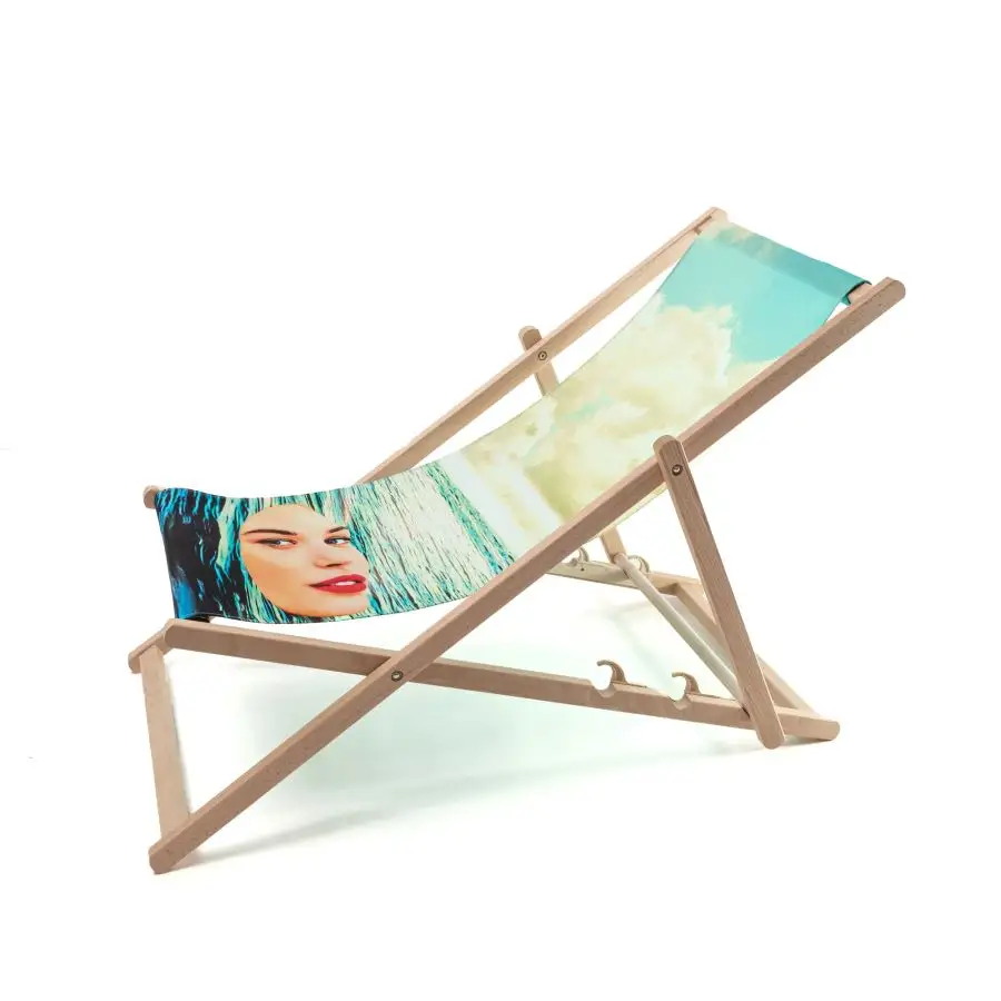 Seletti Toiletpaper Wooden Folding Deckchair Girl in the Sea