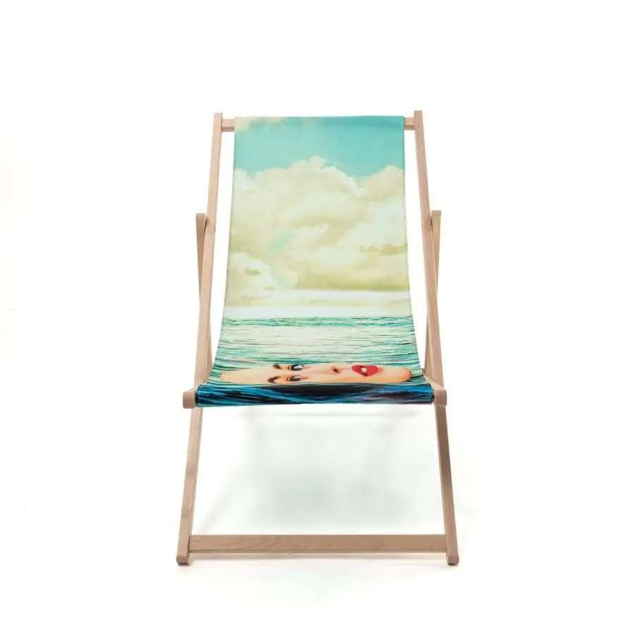 Seletti Toiletpaper Wooden Folding Deckchair Girl in the Sea