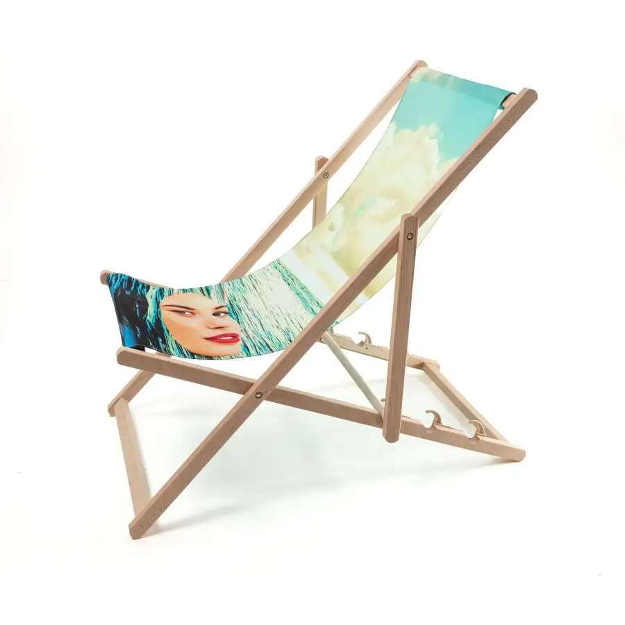 Seletti Toiletpaper Wooden Folding Deckchair Girl in the Sea