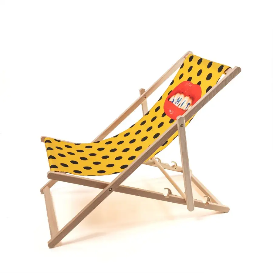 Seletti Toiletpaper Wooden Folding Deckchair Shit