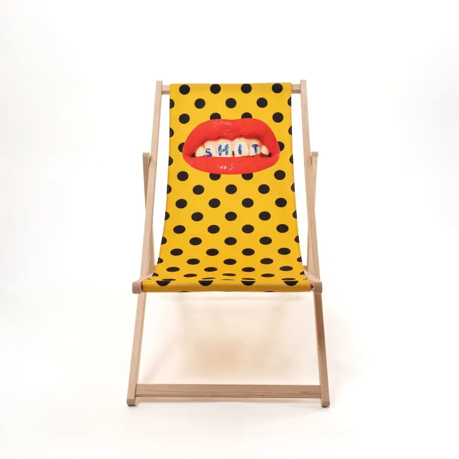 Seletti Toiletpaper Wooden Folding Deckchair Shit