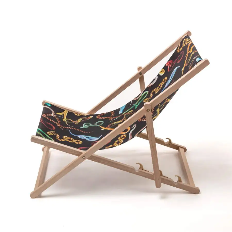Seletti Toiletpaper Wooden Folding Deckchair Snakes
