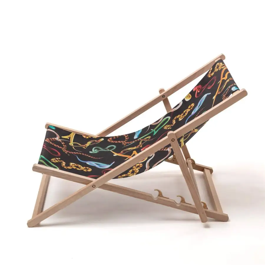 Seletti Toiletpaper Wooden Folding Deckchair Snakes