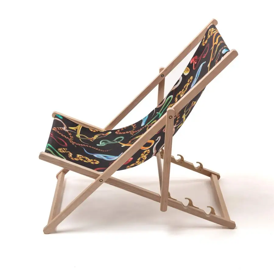 Seletti Toiletpaper Wooden Folding Deckchair Snakes