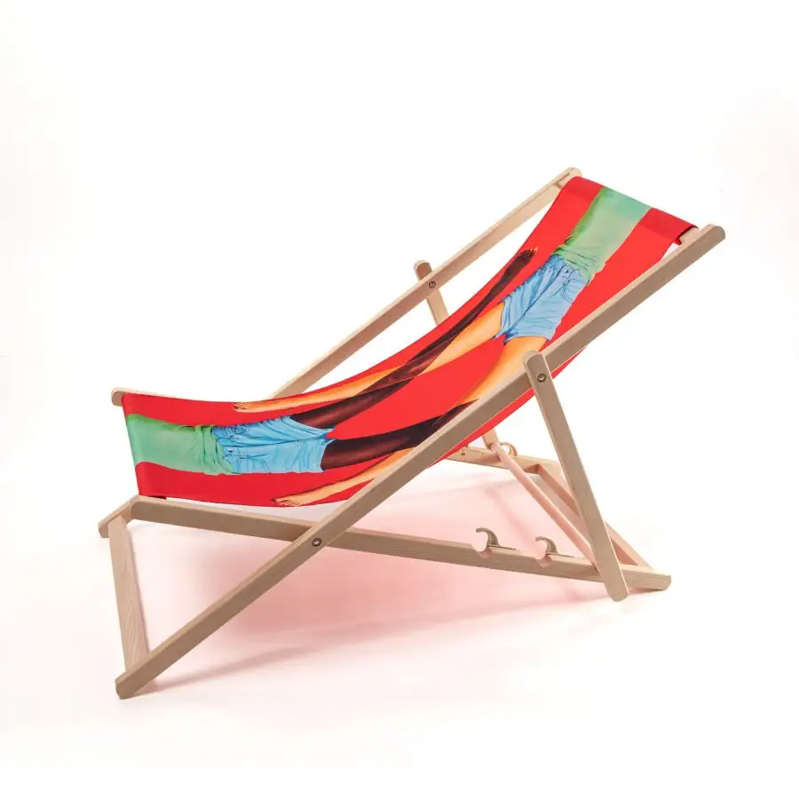 Seletti Toiletpaper Wooden Folding Deckchair Scissors