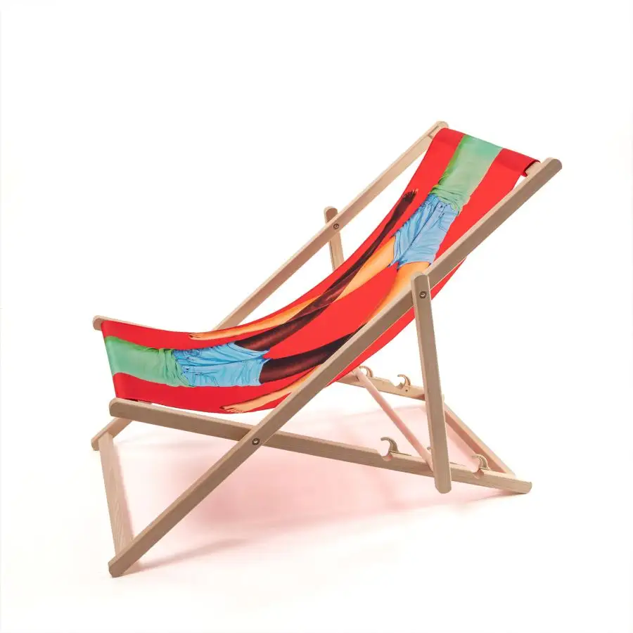 Seletti Toiletpaper Wooden Folding Deckchair Scissors