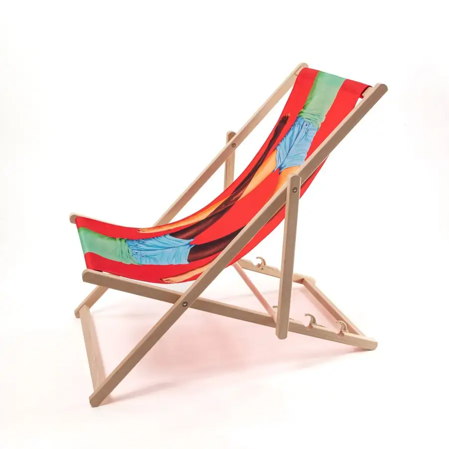 Seletti Toiletpaper Wooden Folding Deckchair Scissors