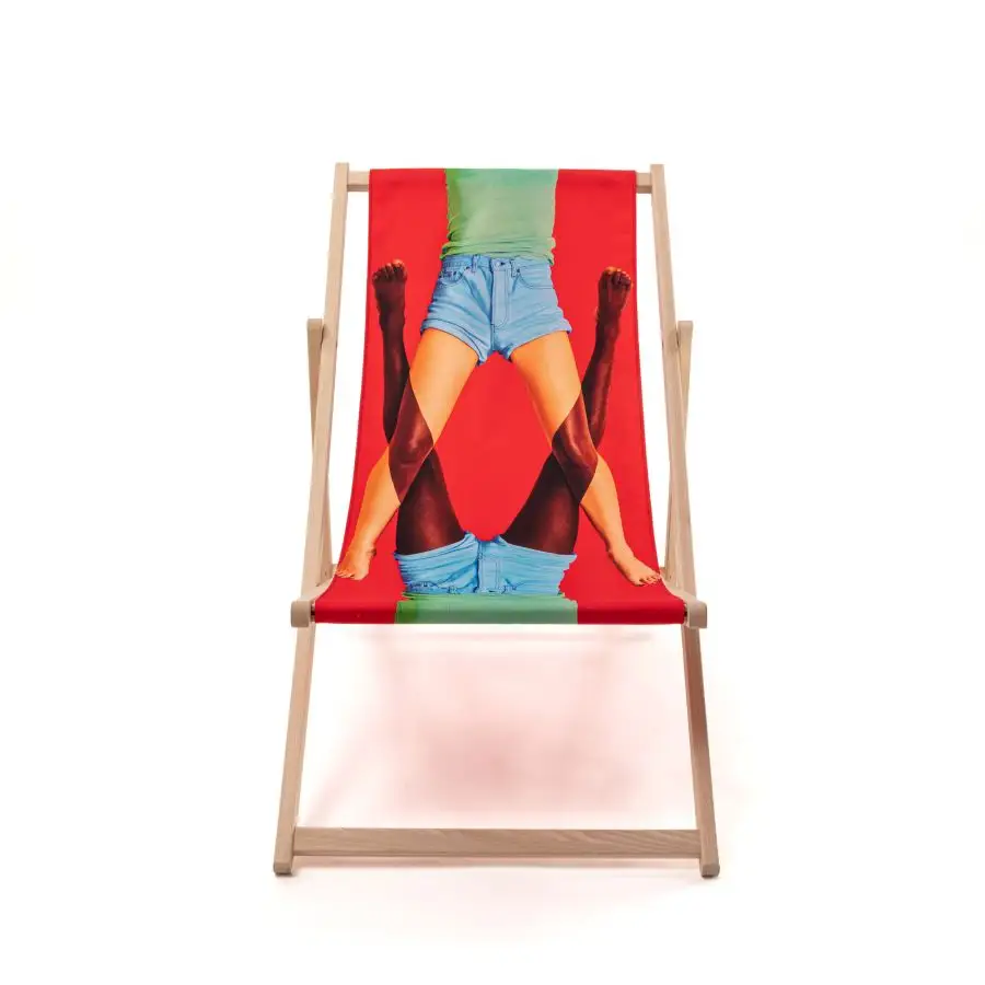 Seletti Toiletpaper Wooden Folding Deckchair Scissors