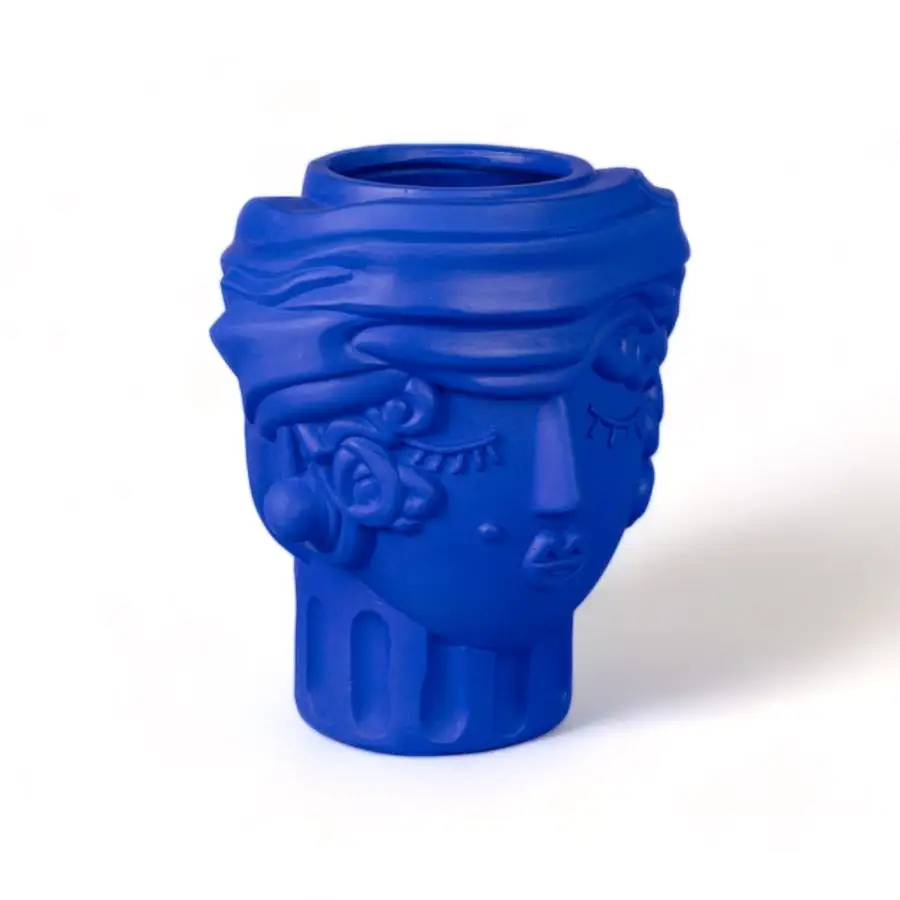 Seletti Magna Graecia Terracotta Vase Woman Blue