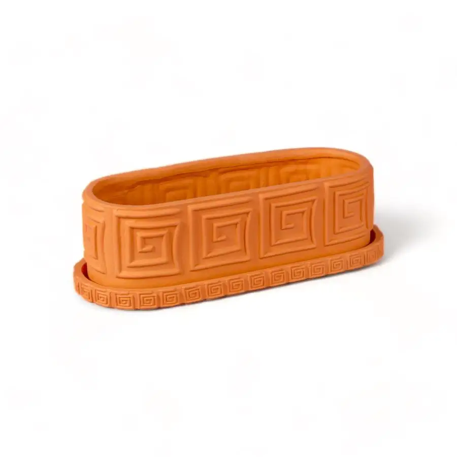 Seletti Magna Graecia Terracotta Vase with Saucer