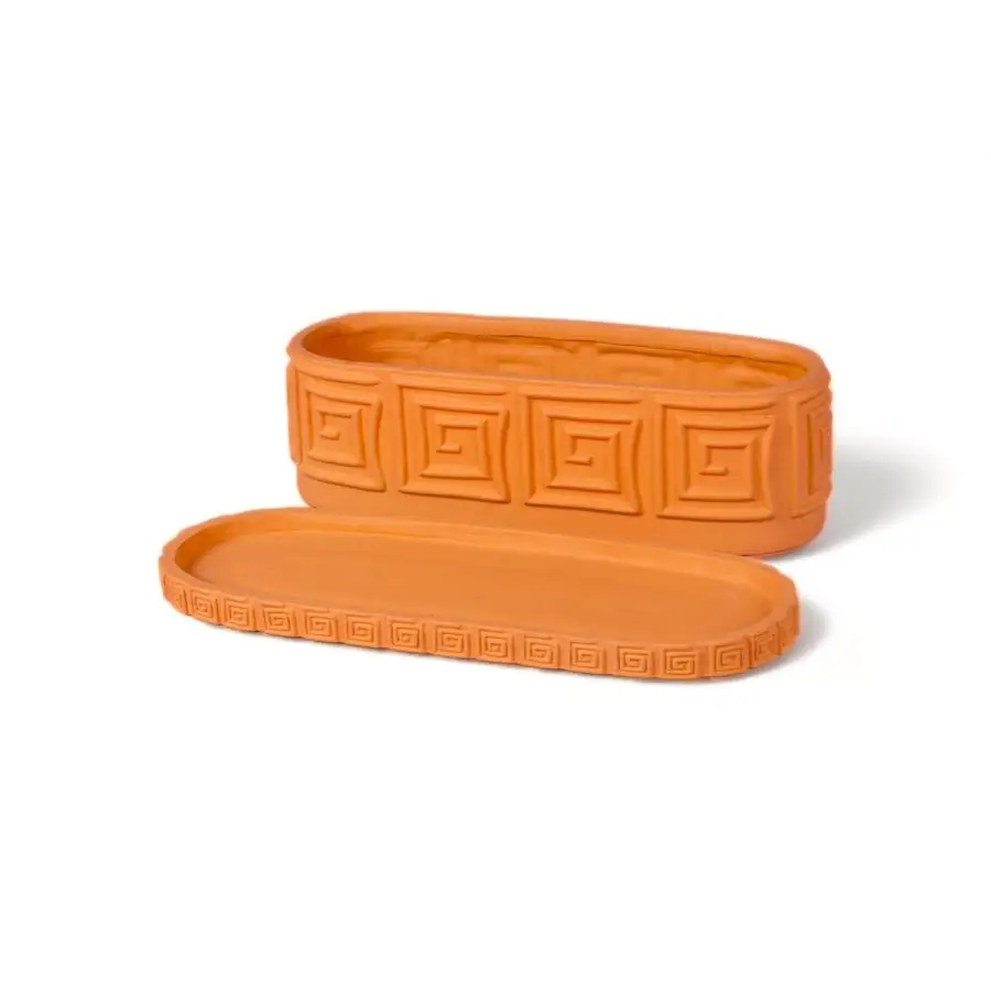 Seletti Magna Graecia Terracotta Vase with Saucer