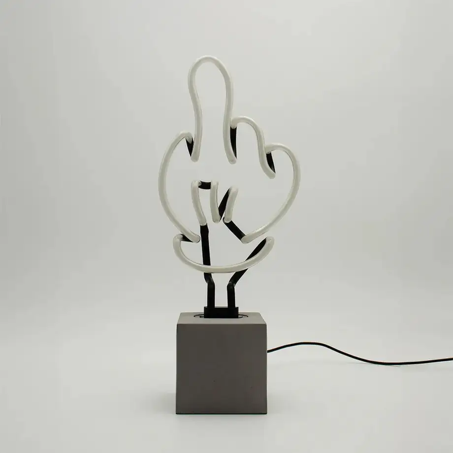 'Middle Finger' Neon Concrete Base